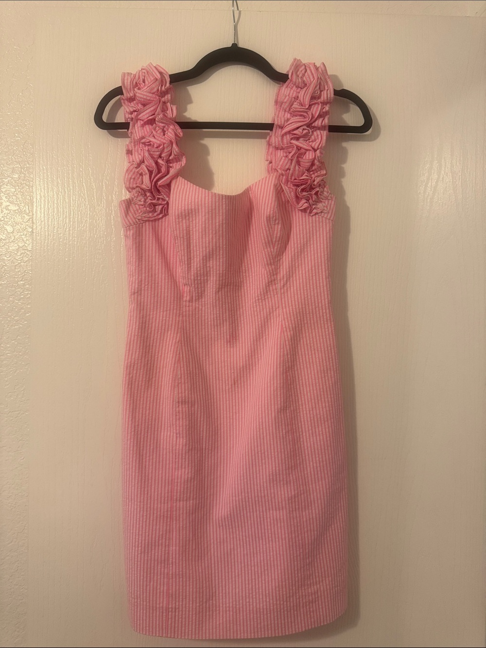 Lilly Pulitzer Pink Ruffle-Strap Seersucker Mini Dress